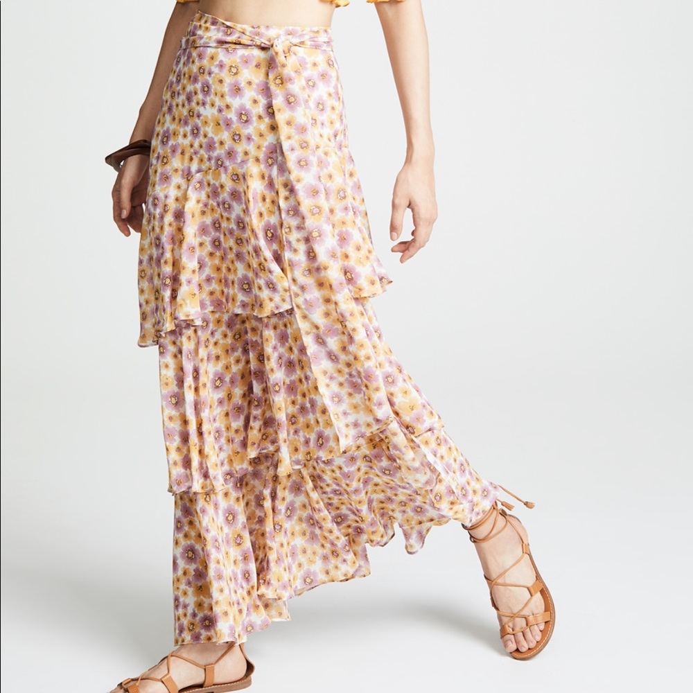 WAYF Diana tiered ruffle skirt